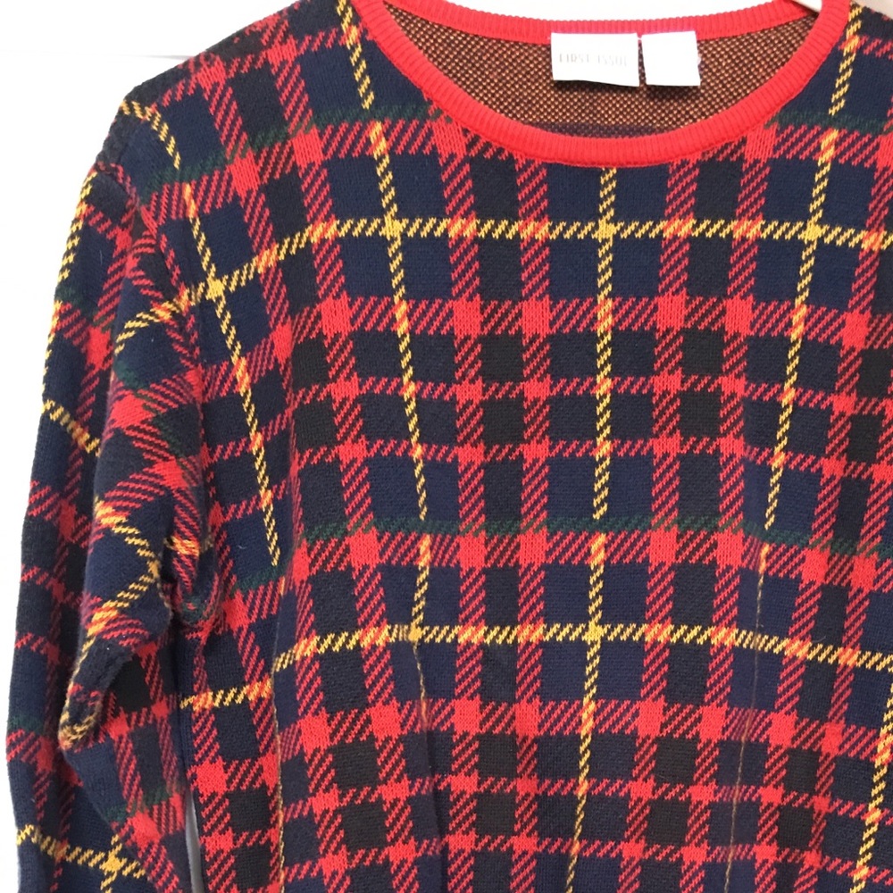 Vintage First Issue Red/Navy Plaid Sweater
